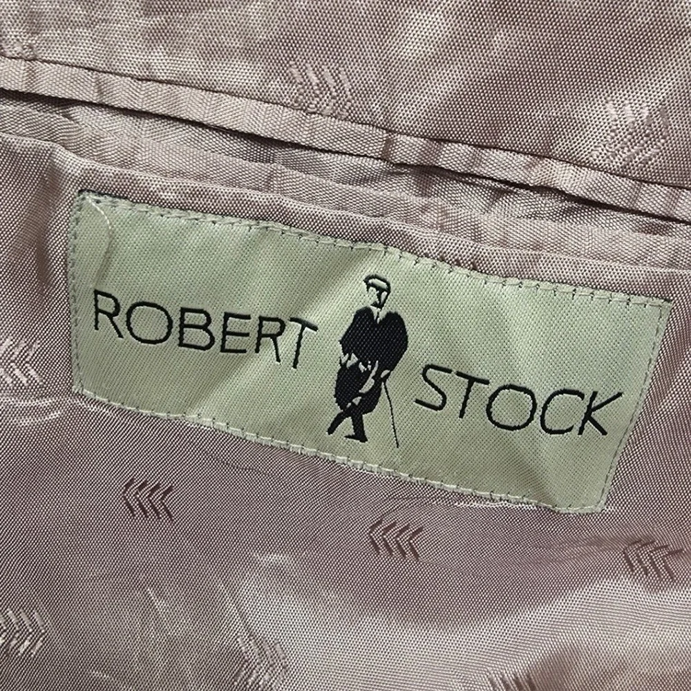 Robert Stock Mens Brown Houndstooth Blazer Sport Coat Two Button‎ Jacket Vintage